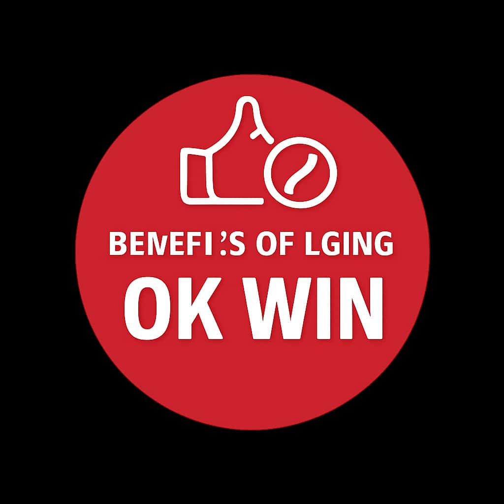 A professional badge highlighting the benefits of using OK Win.
