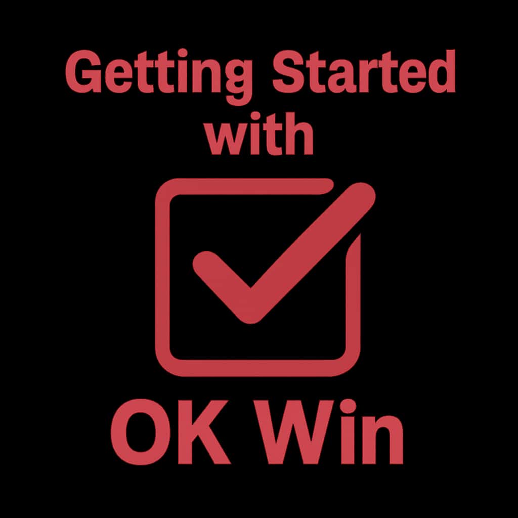 A badge representing 'Getting Started with OK Win'.