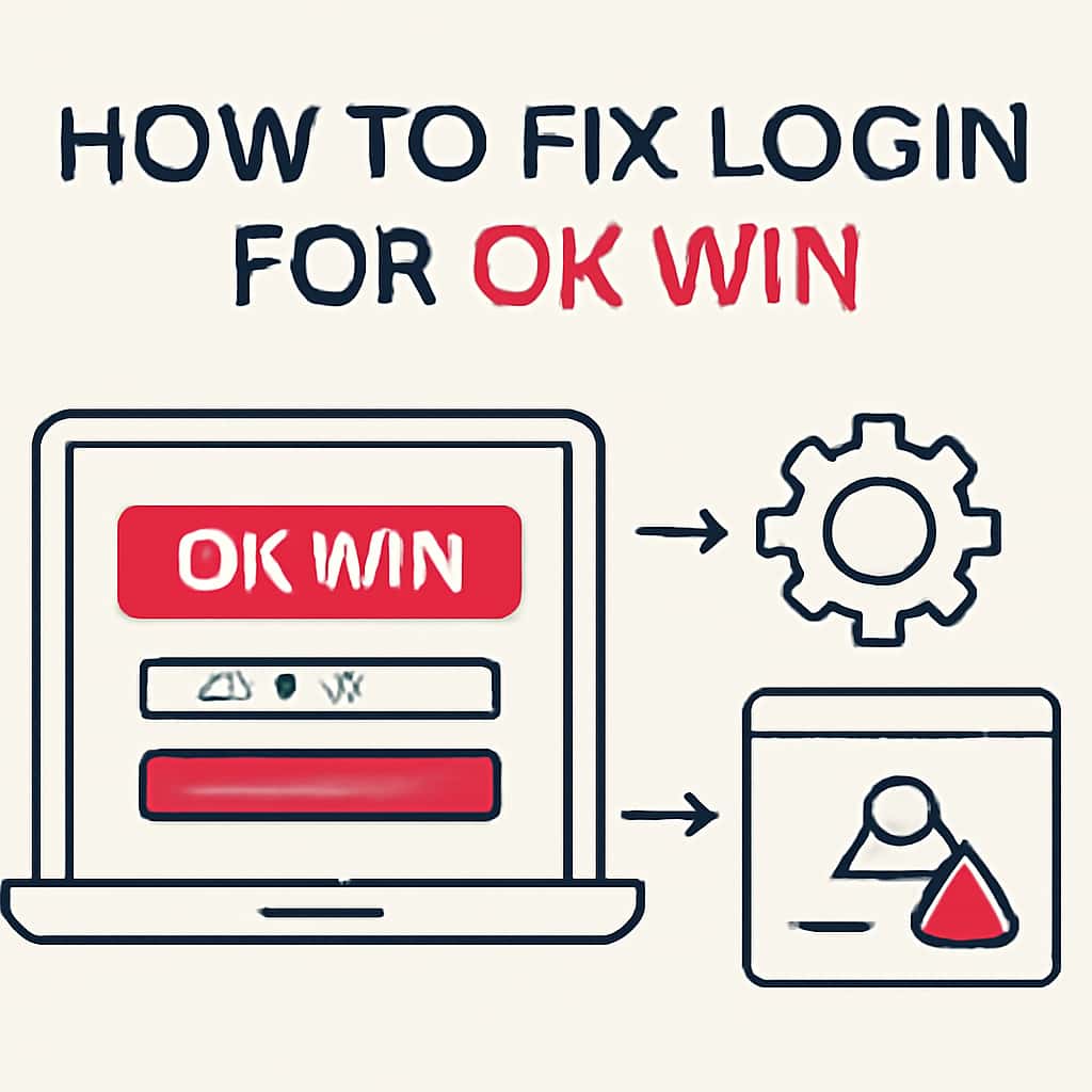 An educational diagram on resolving OK Win login problems.