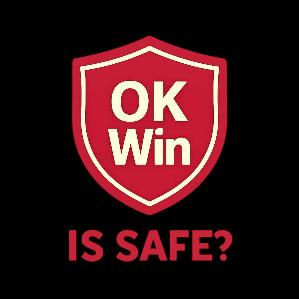 A simple badge symbolizing security and support for OK Win.