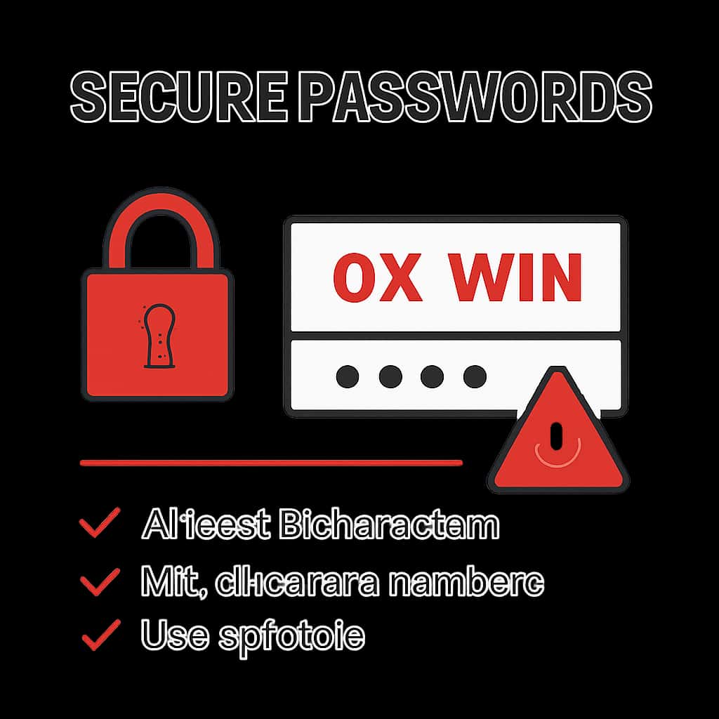 An educational illustration detailing secure password strategies for OK Win.