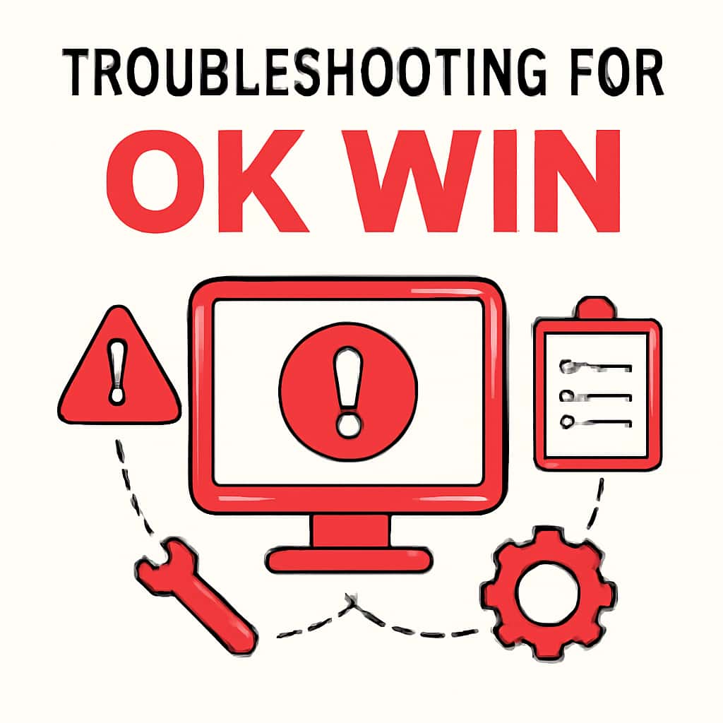 An educational diagram illustrating troubleshooting methods for OK Win.
